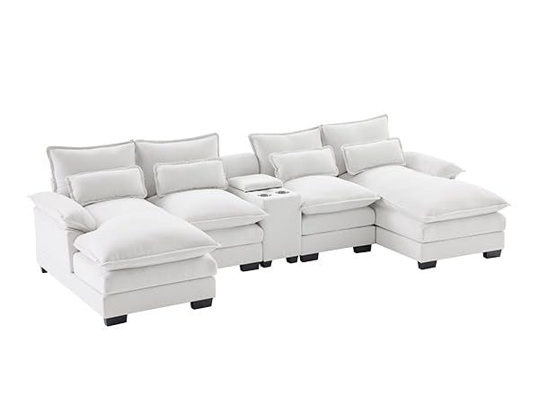 124" U-Shaped Cloud Sofa with USB