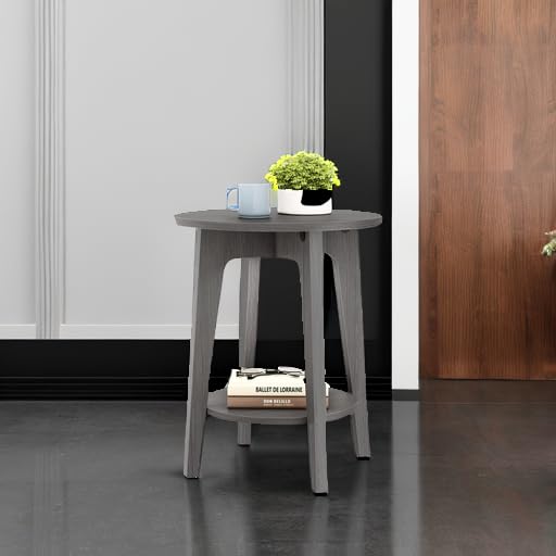 VASAGLE Round Side Table with Shelf