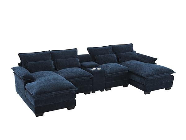 124" U-Shaped Cloud Sofa with USB