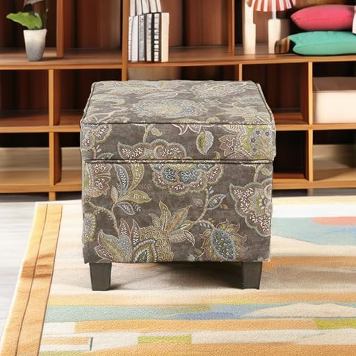 HomePop Blue Stripe Storage Ottoman