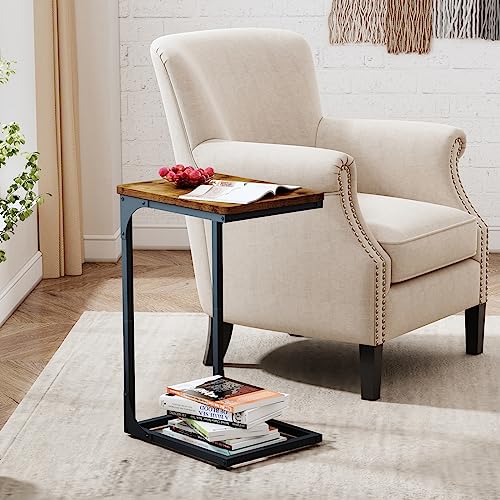 QEEIG C Table Set of 2, Rustic Brown