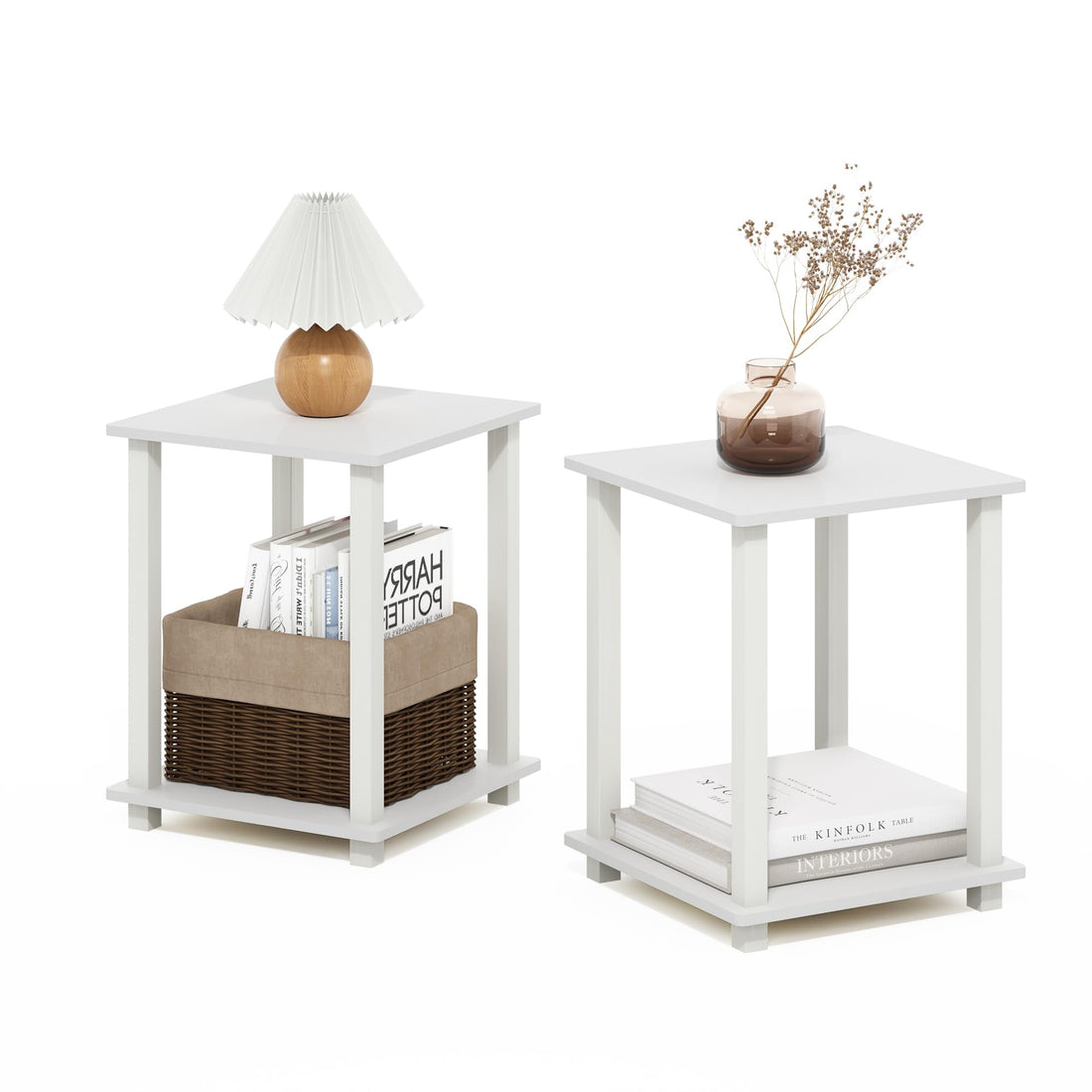 Furinno Simplistic Set of 2 End Table, Espresso/Black