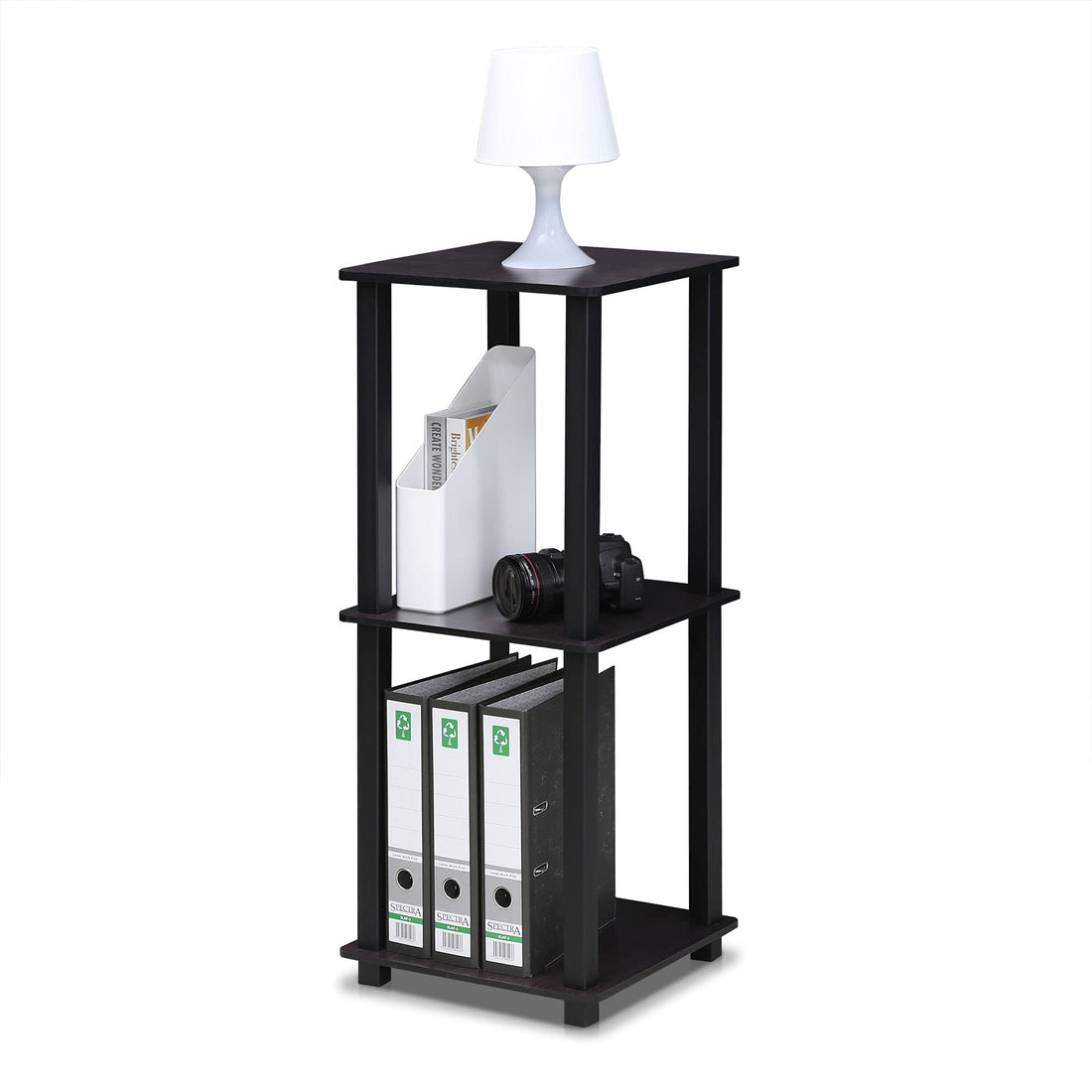 Furinno Simplistic Set of 2 End Table, Espresso/Black