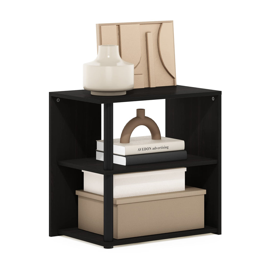 Furinno Simplistic Set of 2 End Table, Espresso/Black