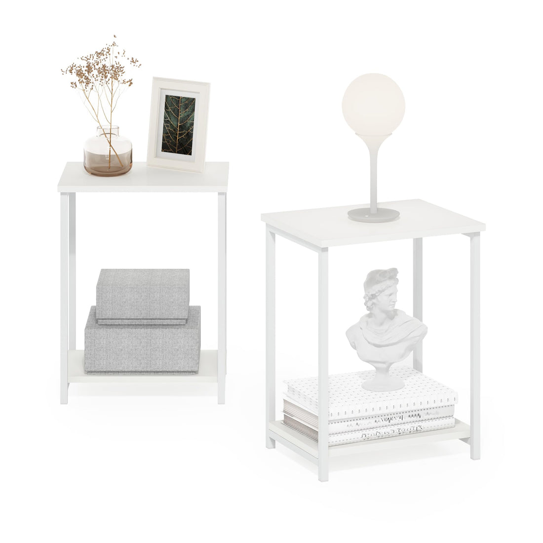 Furinno Simplistic Set of 2 End Table, Espresso/Black