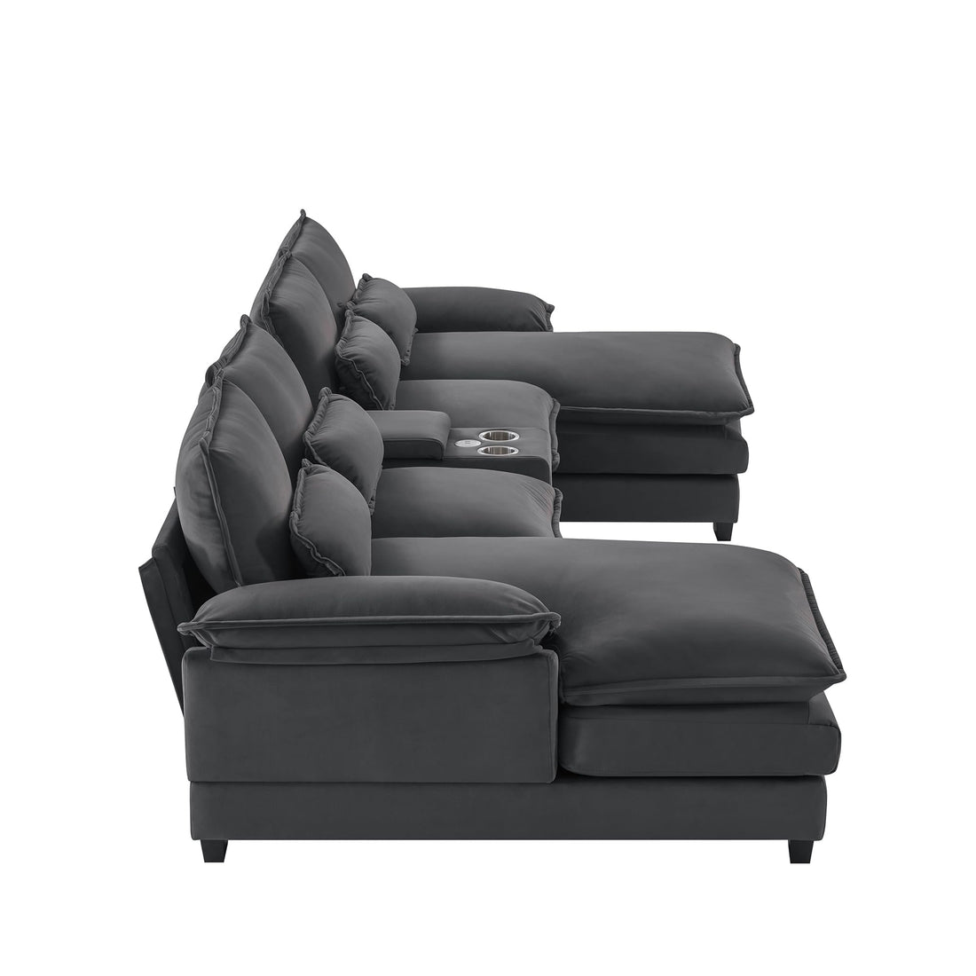 124" U-Shaped Cloud Sofa with USB