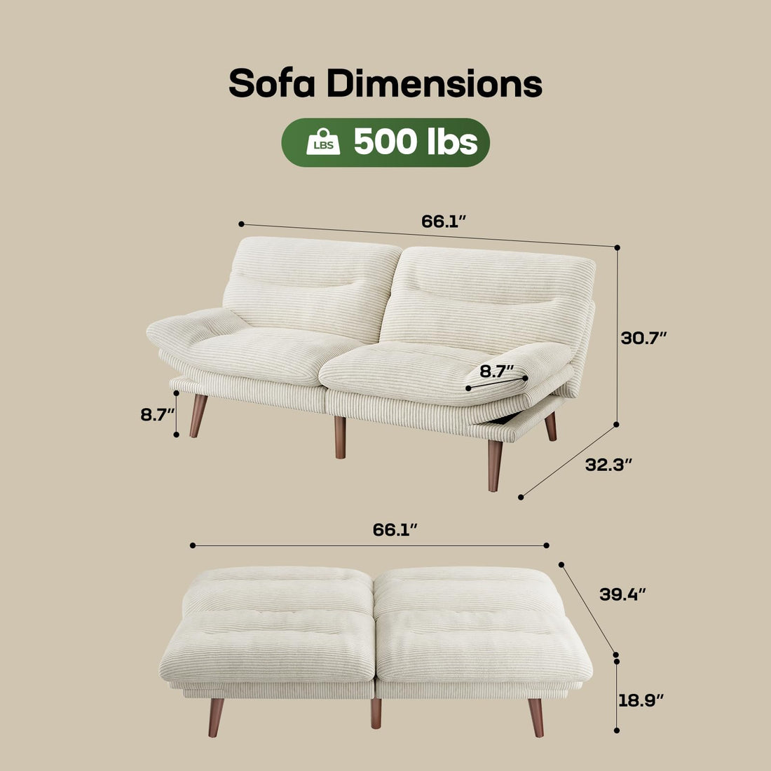 Marsail Futon Sofa Bed, Grey
