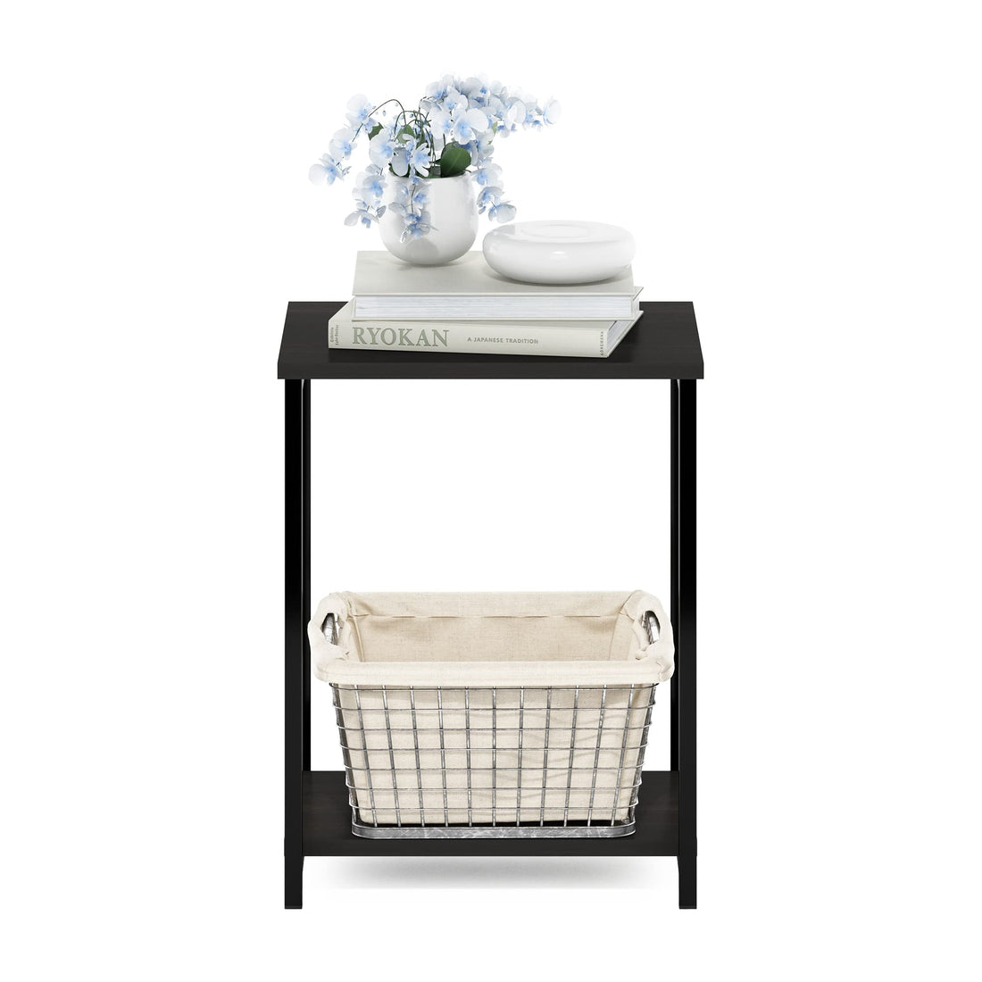 Furinno Simplistic Set of 2 End Table, Espresso/Black