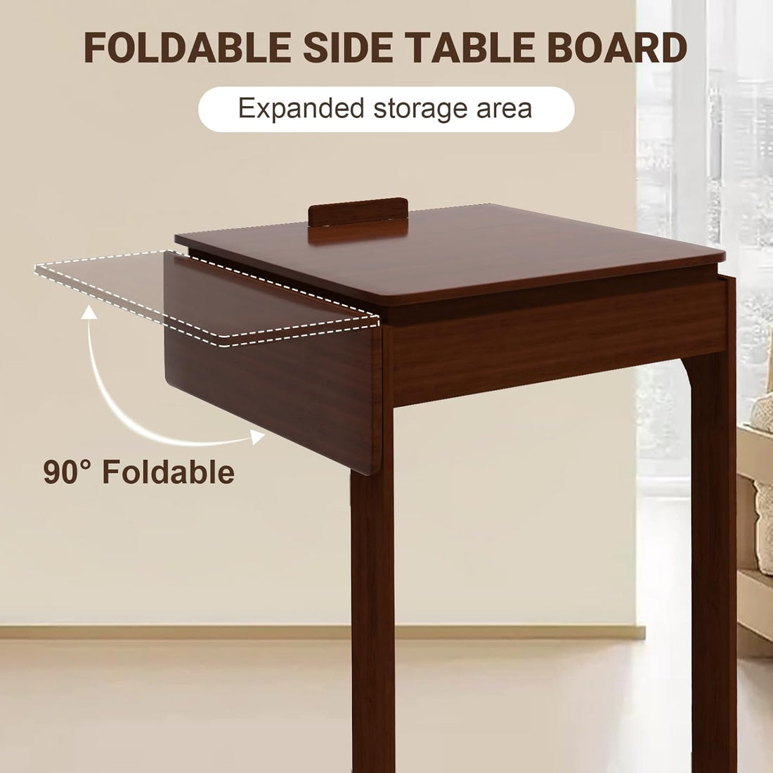 C-Shaped End Table with Wheels