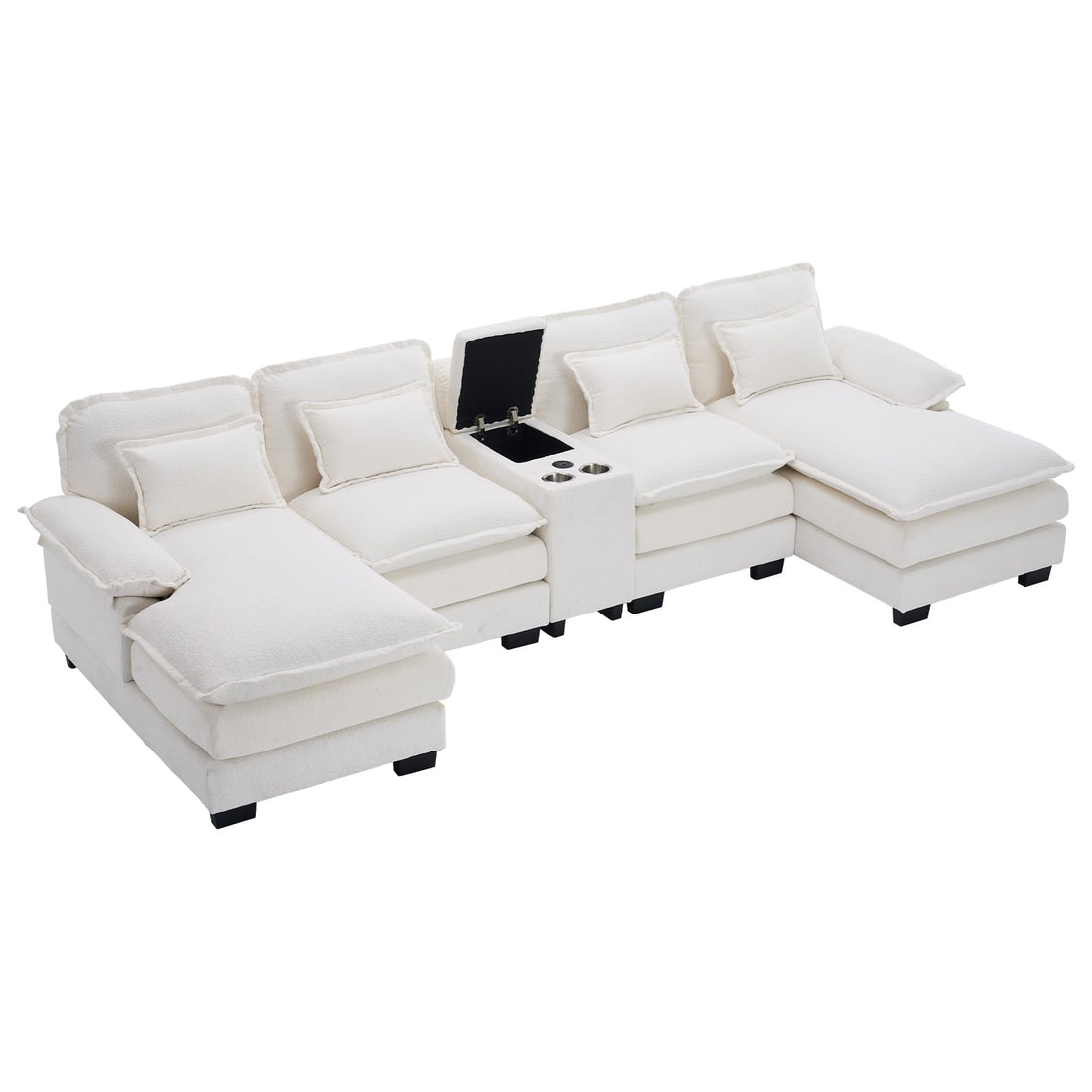 124" U-Shaped Cloud Sofa with USB