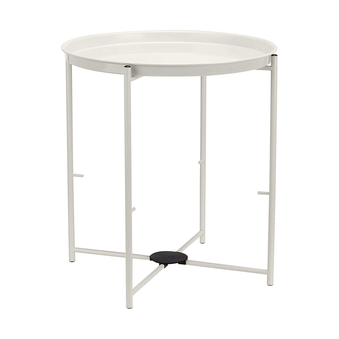 Round Storage Side Table – White/Gray