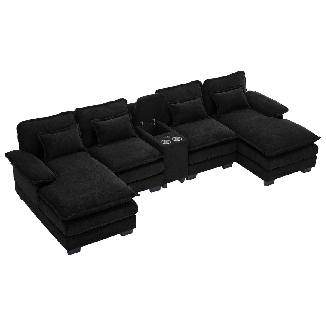 124" U-Shaped Cloud Sofa with USB
