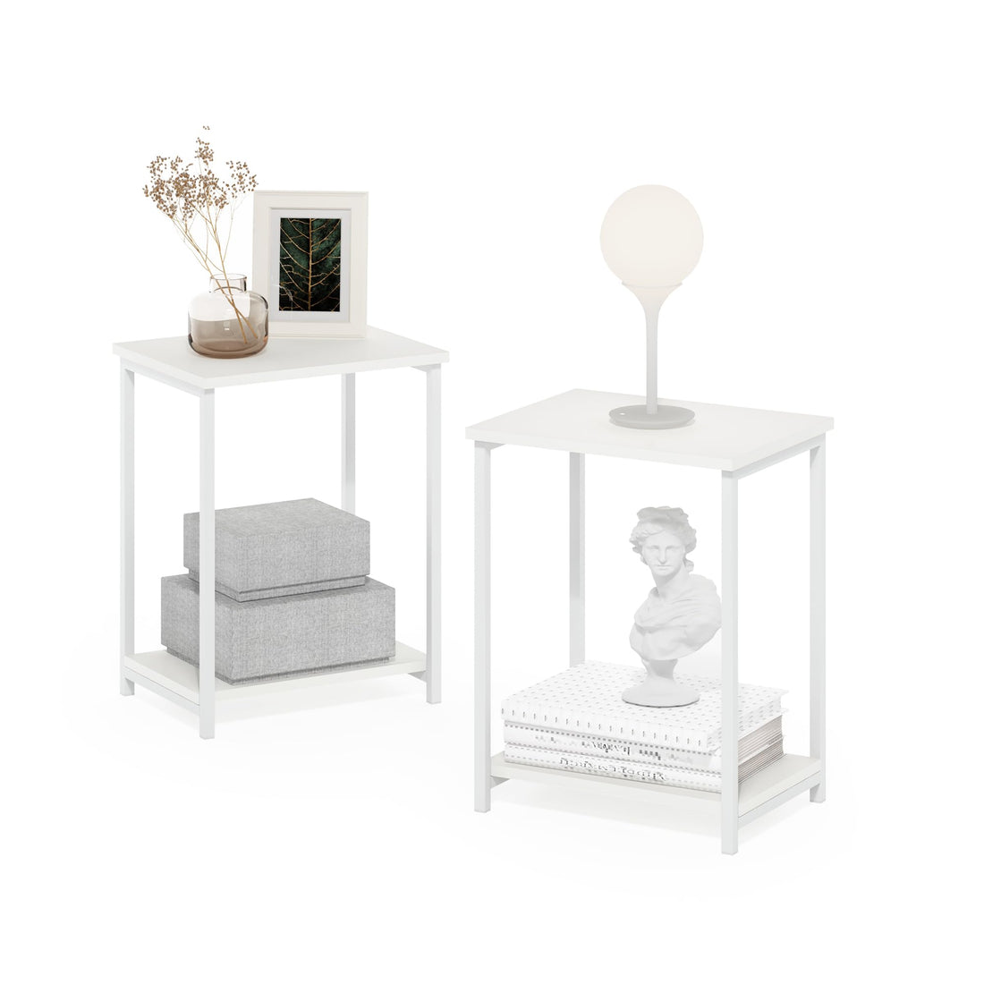 Furinno Simplistic Set of 2 End Table, Espresso/Black