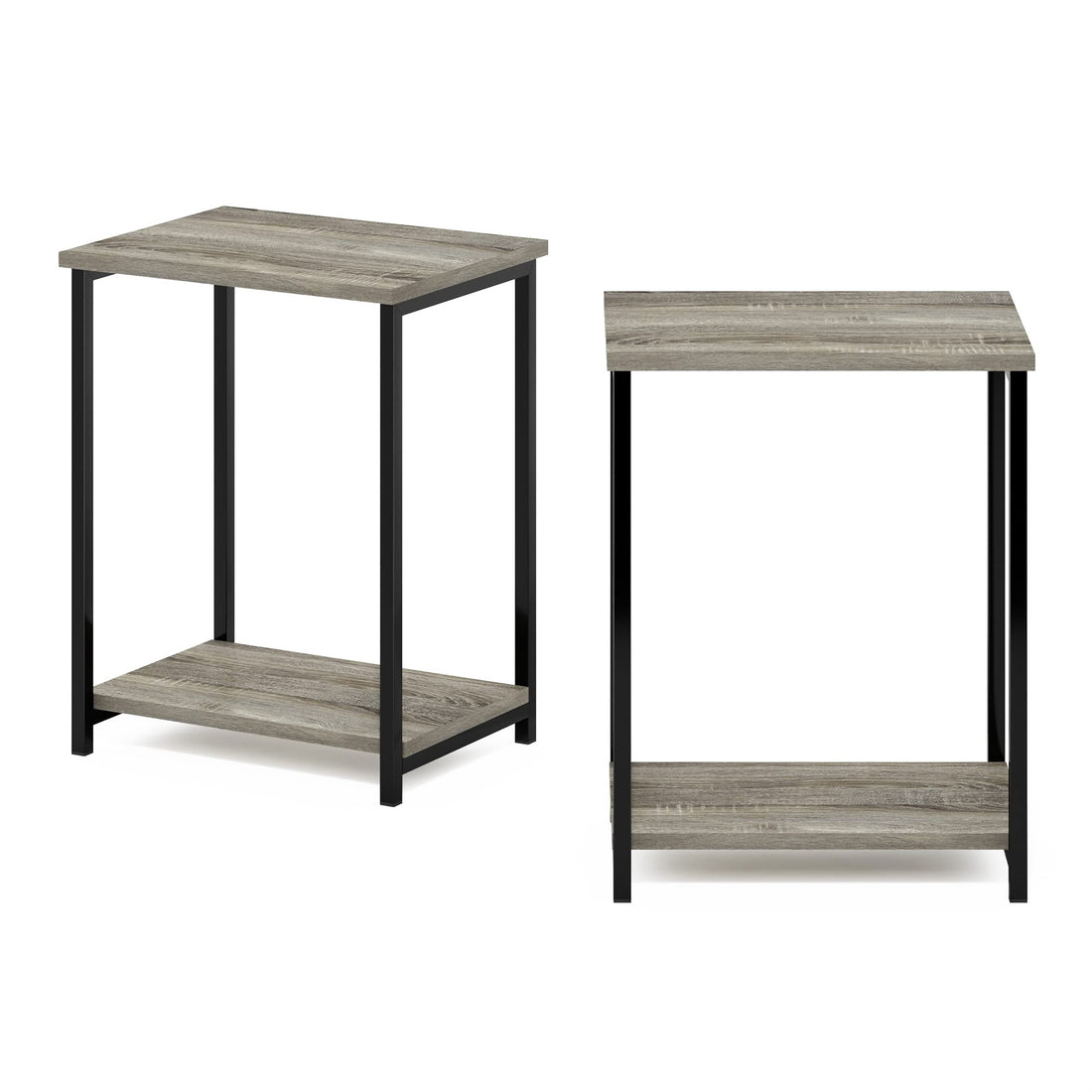 Furinno Simplistic Set of 2 End Table, Espresso/Black