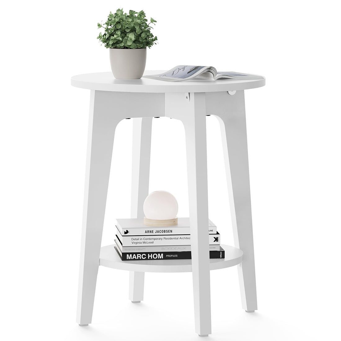 VASAGLE Round Side Table with Shelf