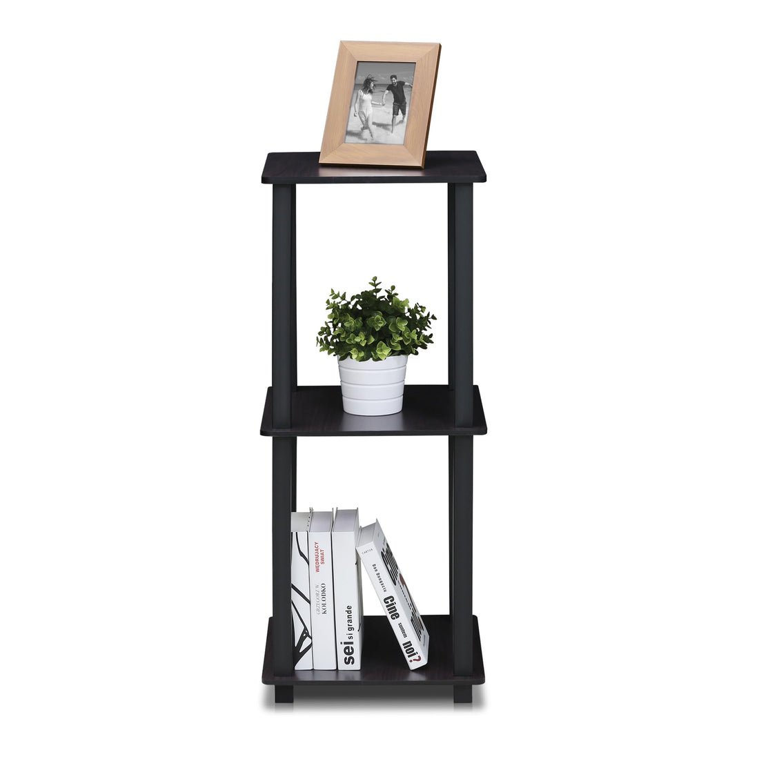 Furinno Simplistic Set of 2 End Table, Espresso/Black