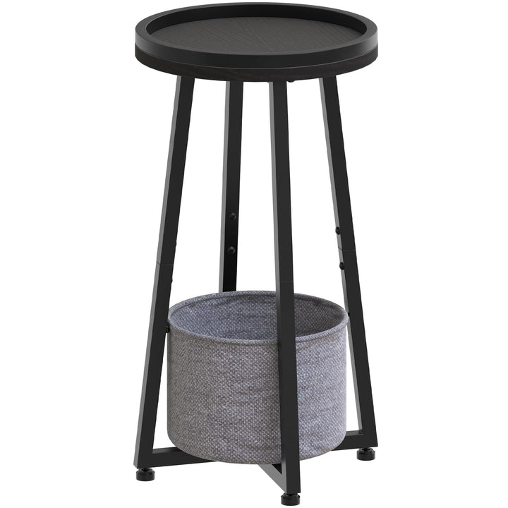HOOBRO Round Side Table with Basket