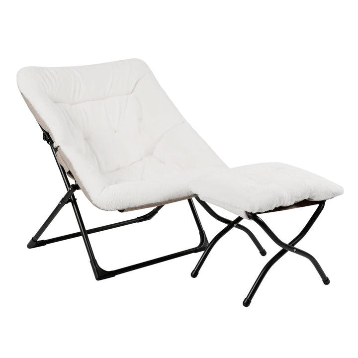 Folding Faux-Fur Saucer Chair – Navy