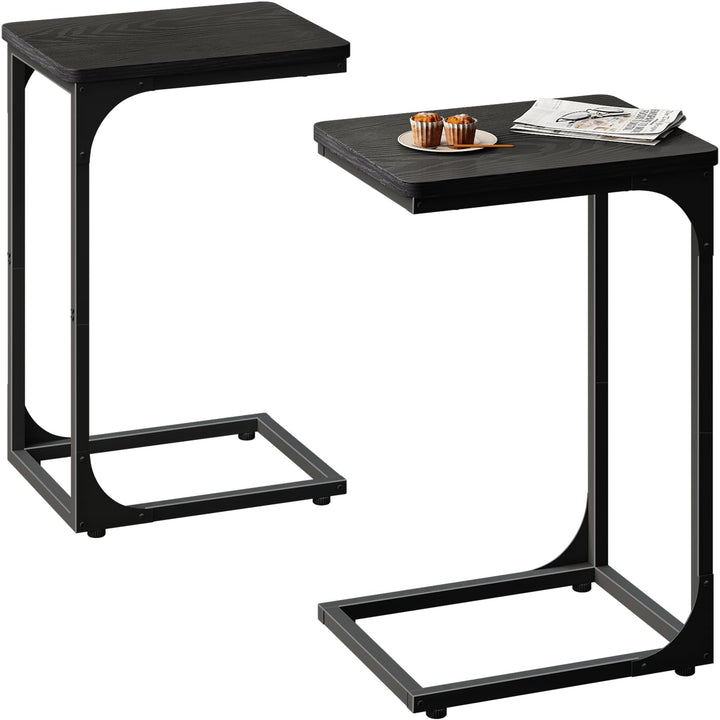 QEEIG C Table Set of 2, Rustic Brown