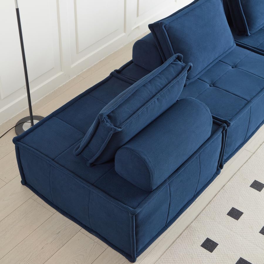Modular Blue Corduroy Sofa Sleeper – 35"