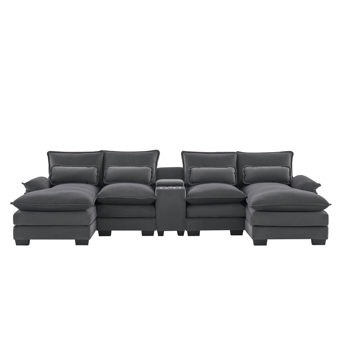 124" U-Shaped Cloud Sofa with USB