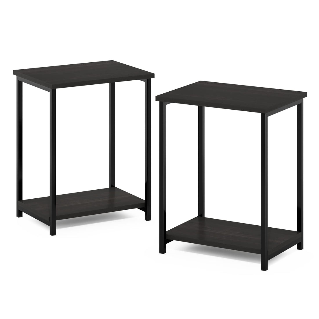 Furinno Simplistic Set of 2 End Table, Espresso/Black