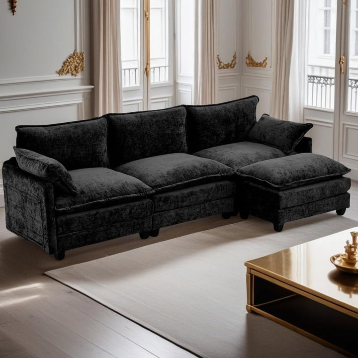 113" L-Shaped Sectional Sofa – Blue