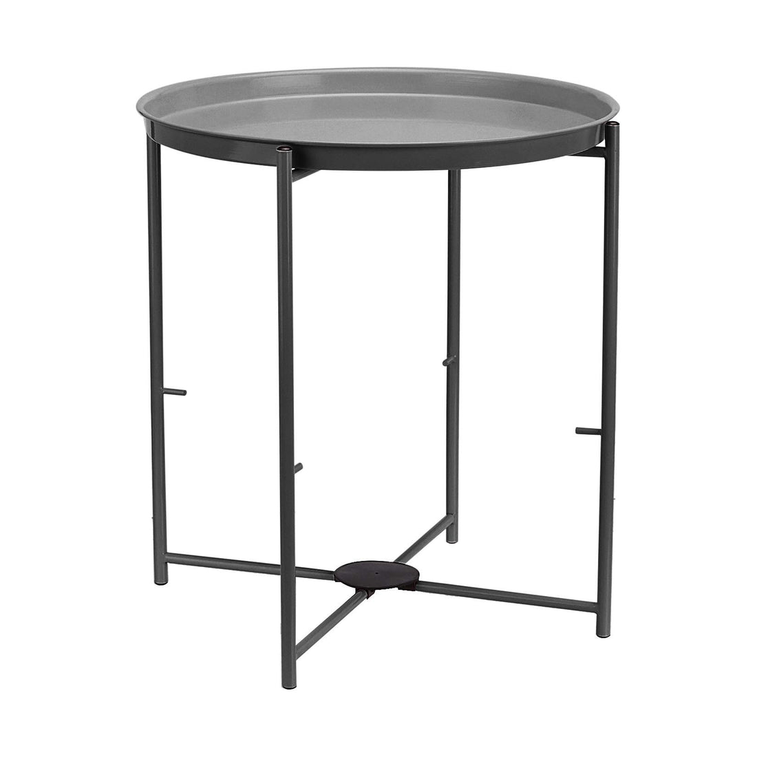 Round Storage Side Table – White/Gray