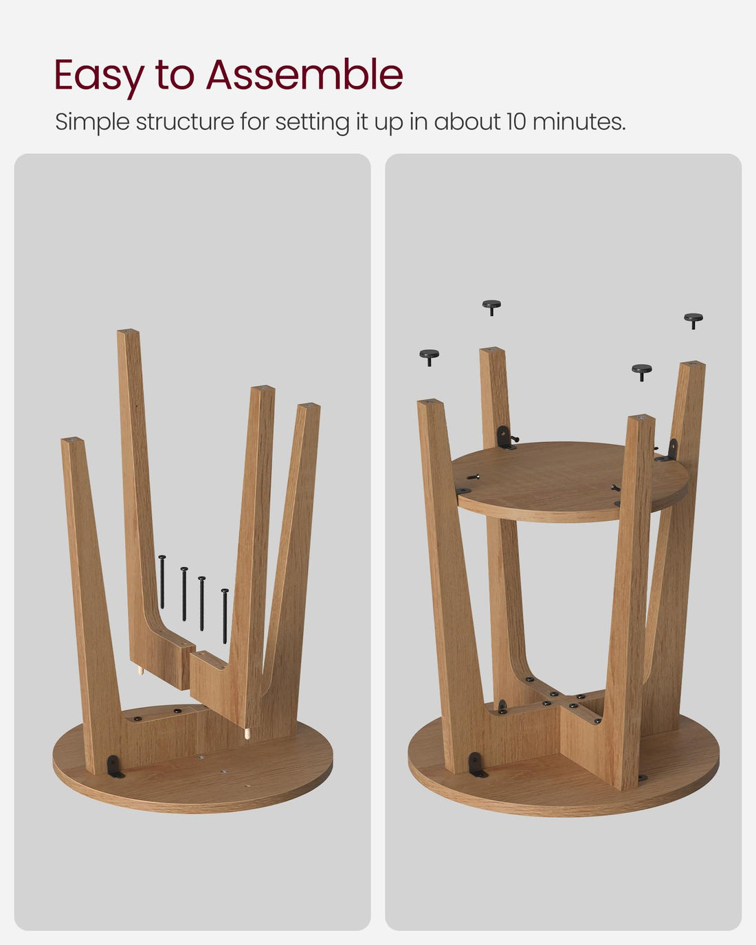 VASAGLE Round Side Table with Shelf
