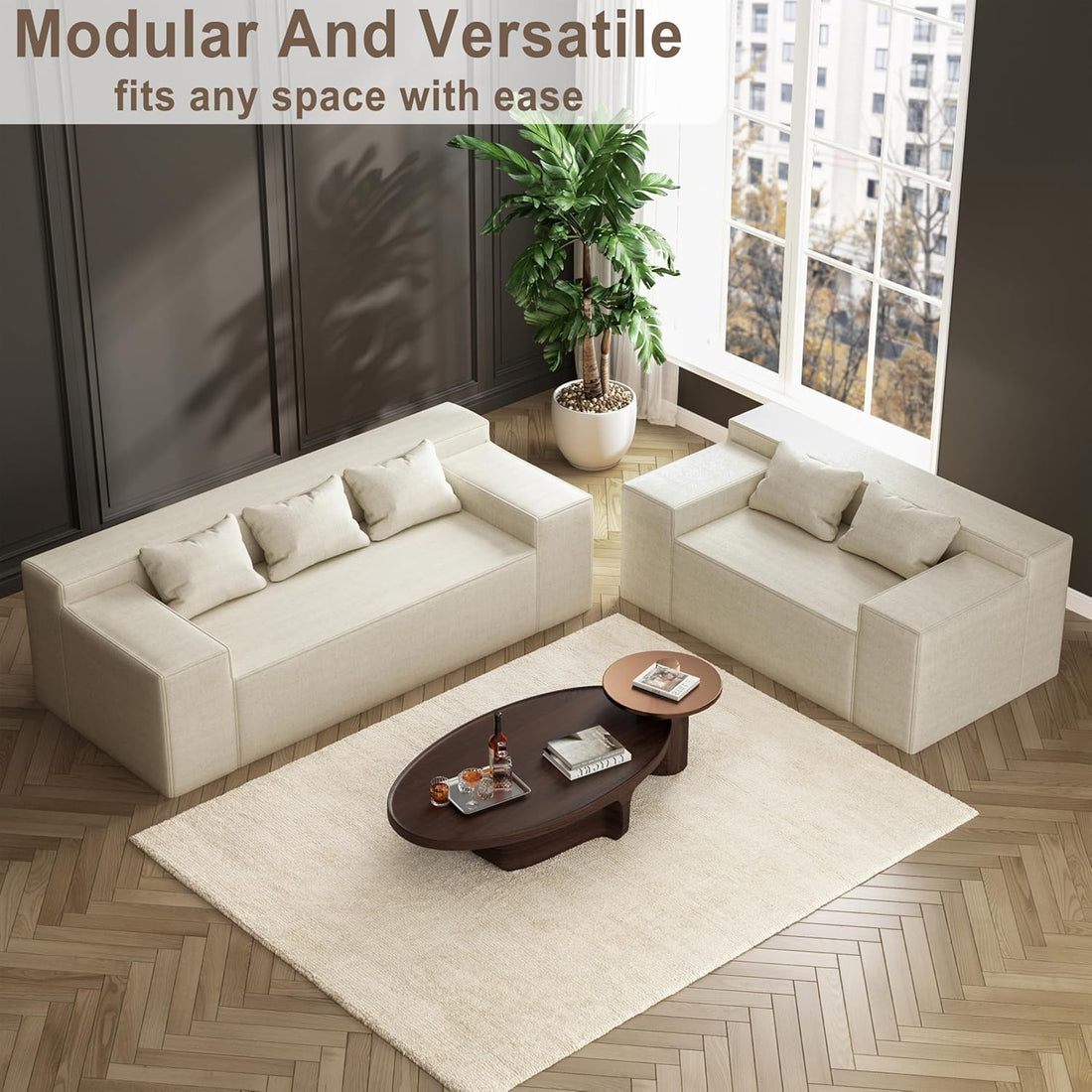 Modular Blue Corduroy Sofa Sleeper – 35"