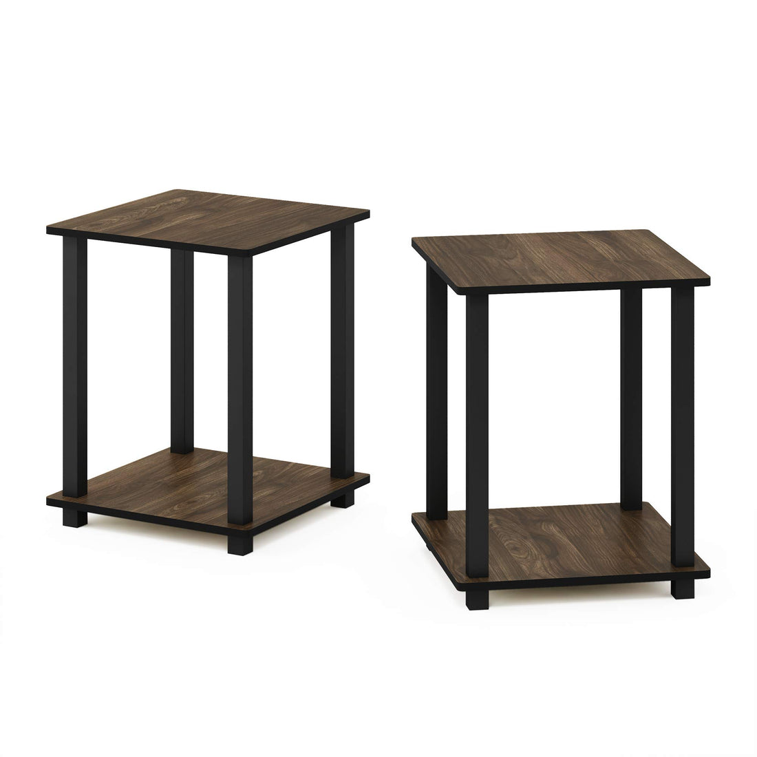 Furinno Simplistic Set of 2 End Table, Espresso/Black