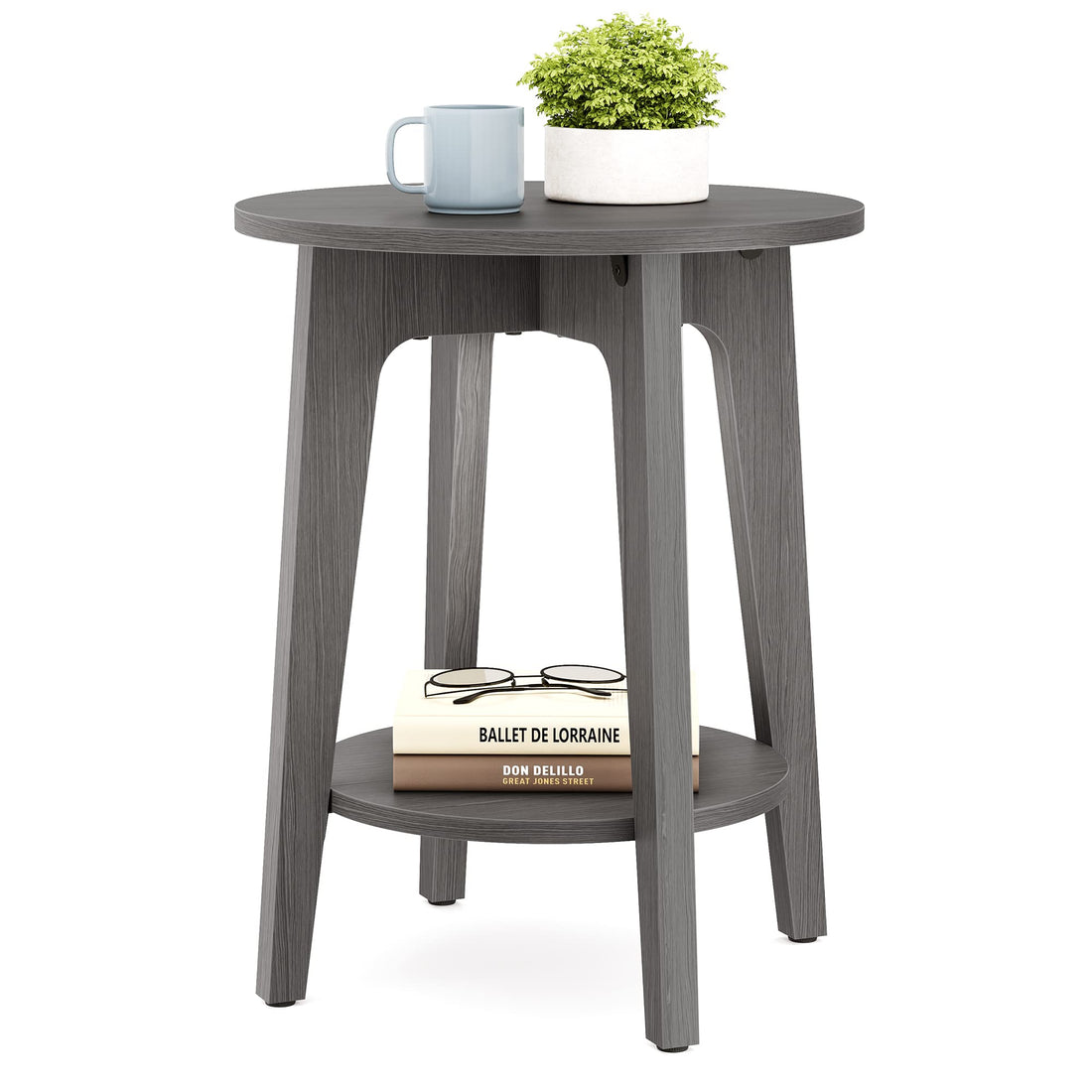 VASAGLE Round Side Table with Shelf
