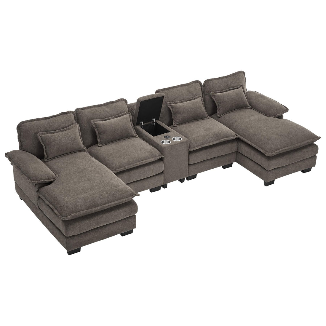 124" U-Shaped Cloud Sofa with USB