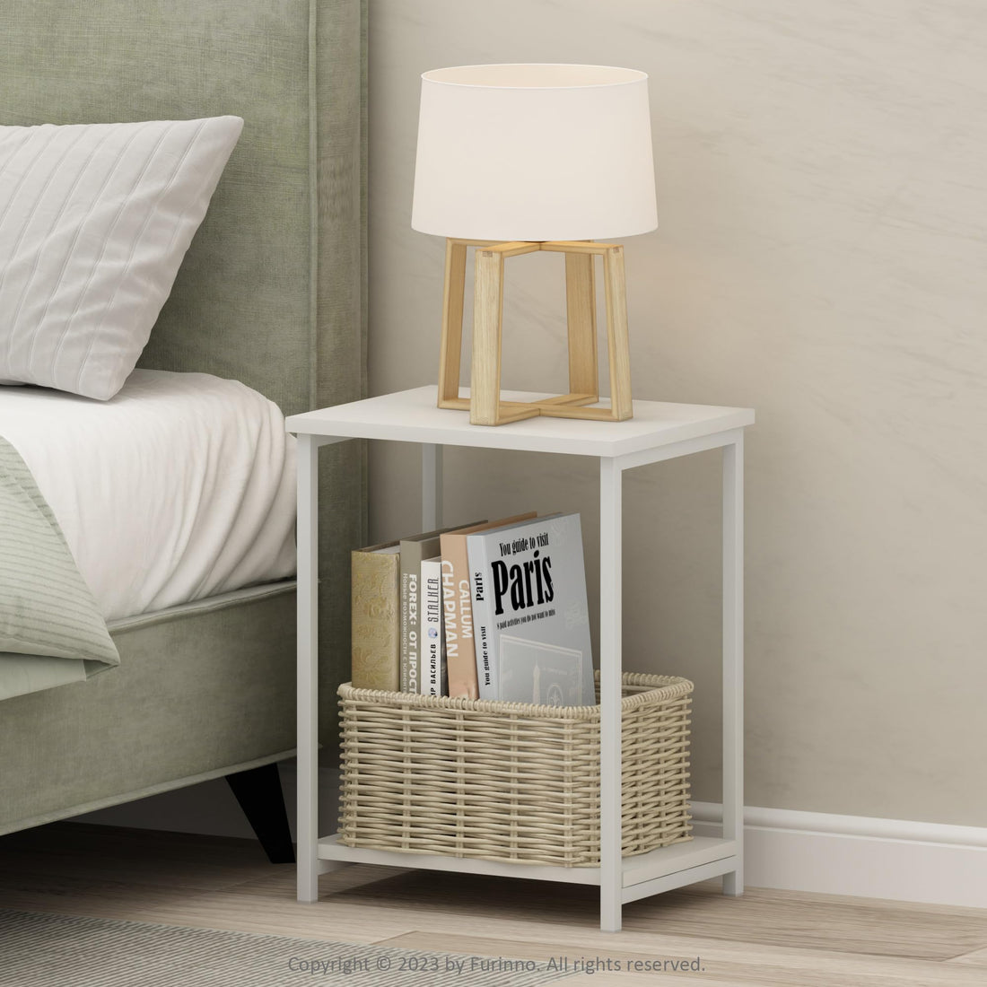 Furinno Simplistic Set of 2 End Table, Espresso/Black