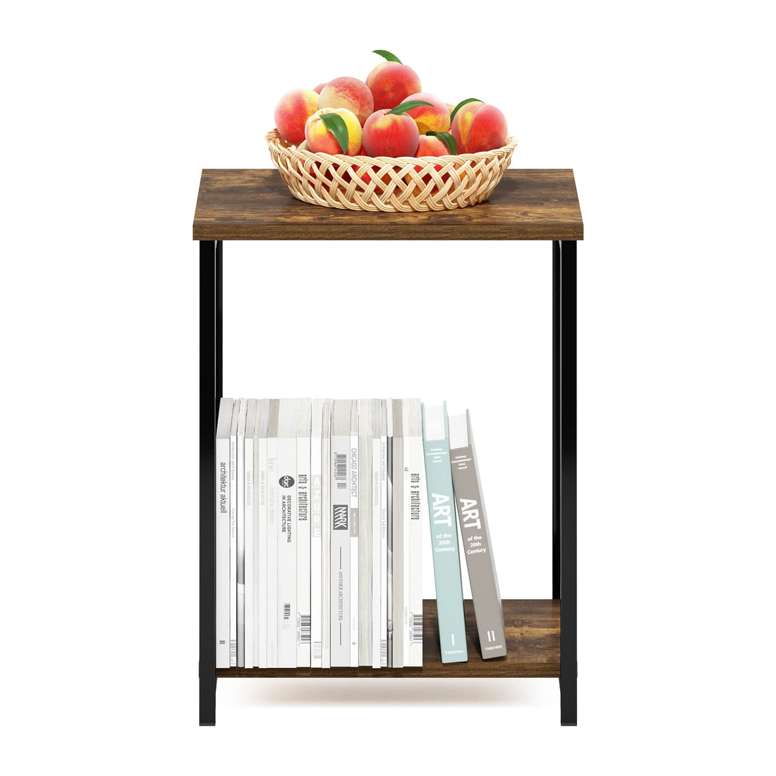 Furinno Simplistic Set of 2 End Table, Espresso/Black