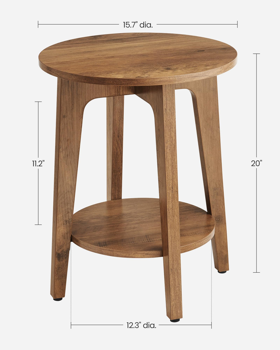 VASAGLE Round Side Table with Shelf