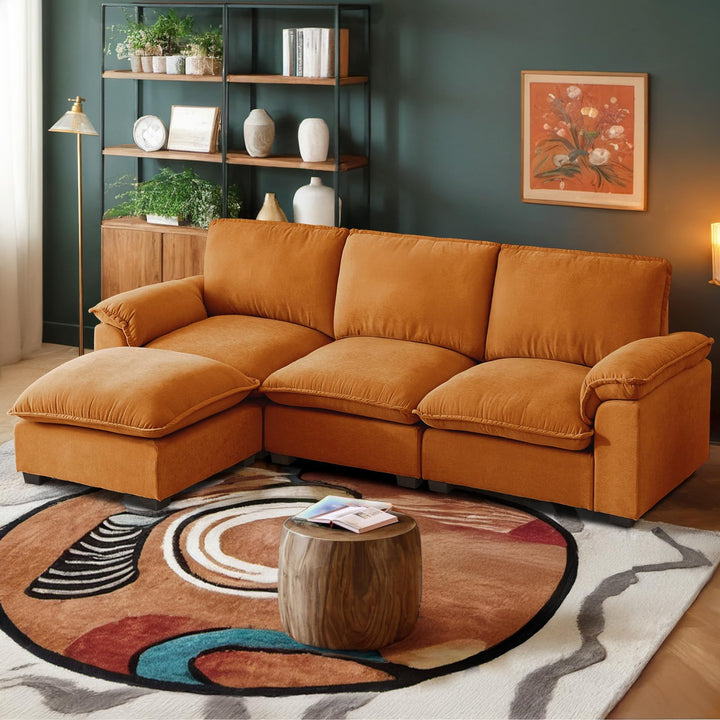 Burnt Orange Cloud Sectional Sofa