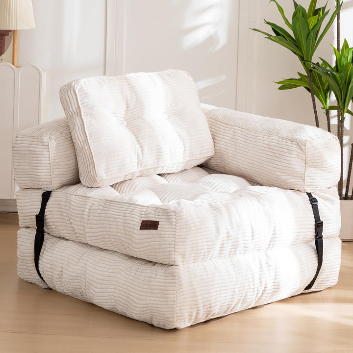 MAXYOYO Dark Grey L‑Shaped Folding Sofa Bed