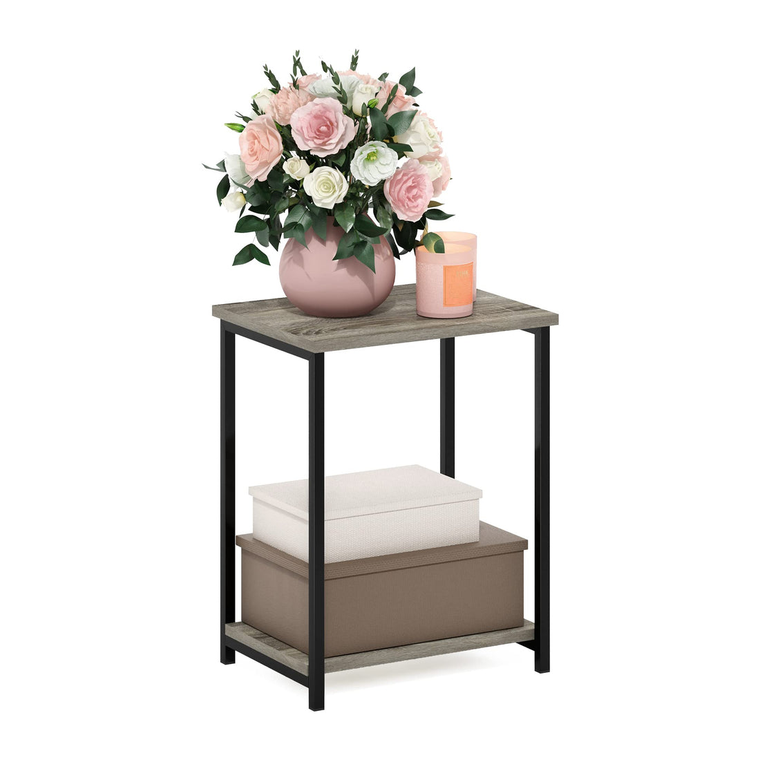 Furinno Simplistic Set of 2 End Table, Espresso/Black