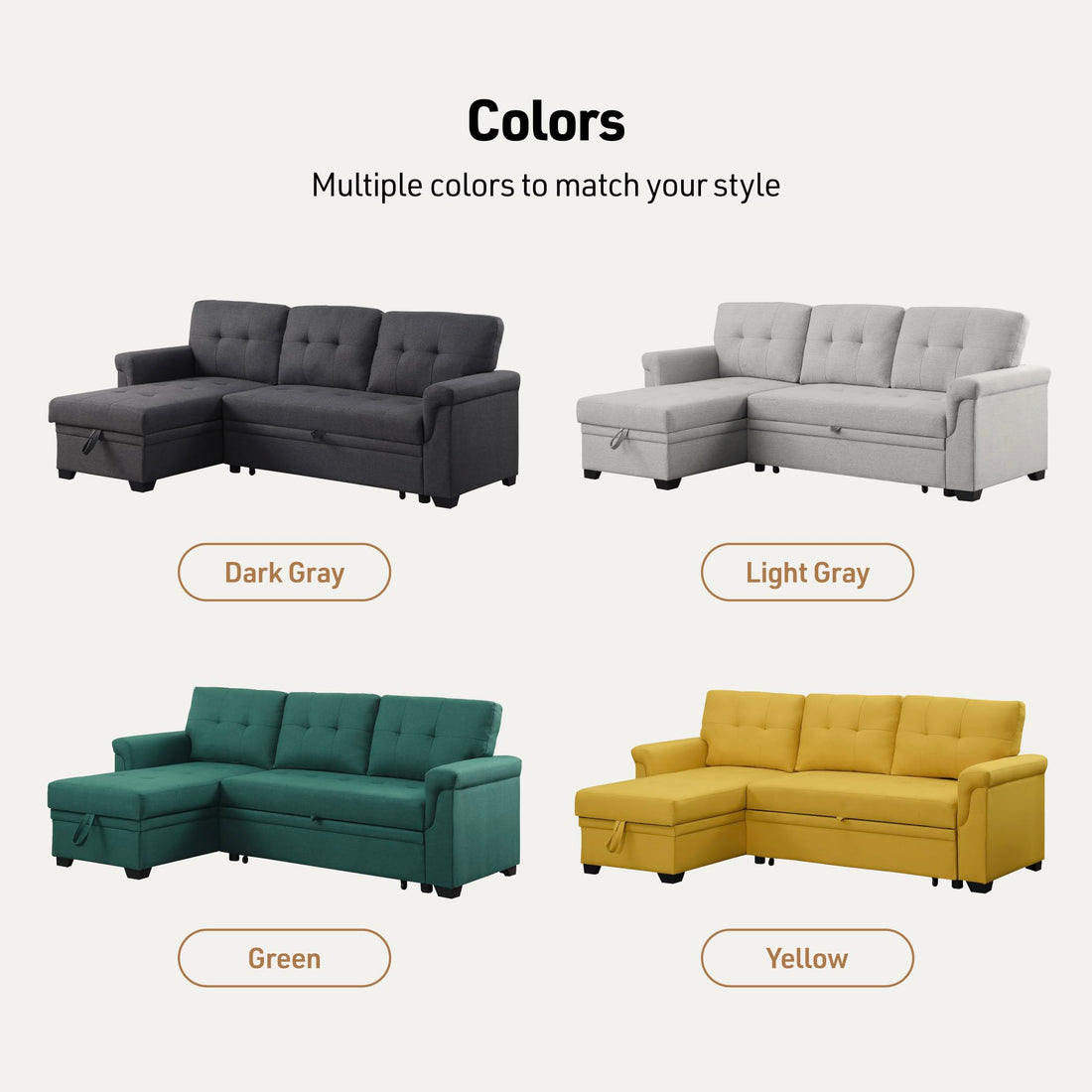 Lucca Sleeper Sofa with Storage