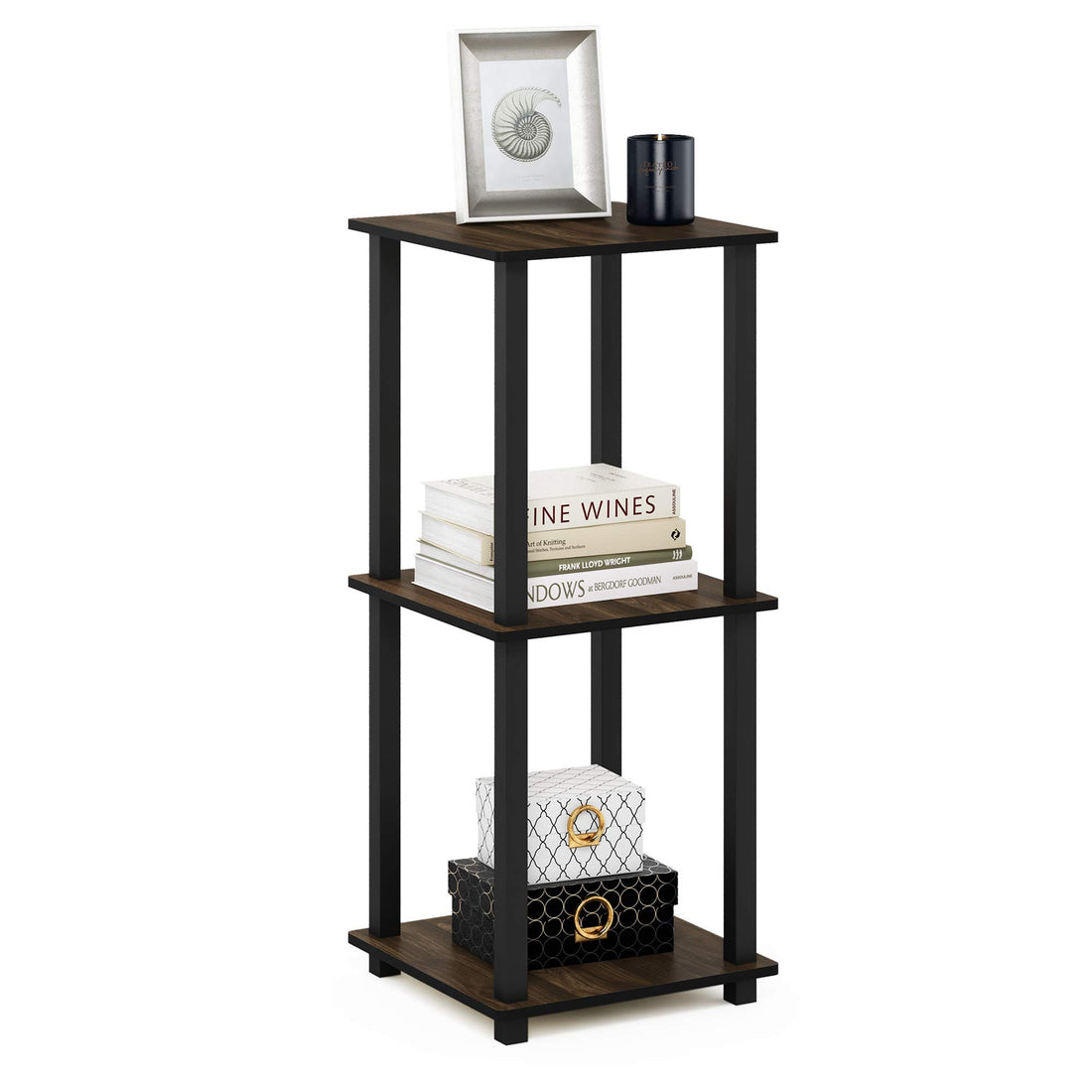 Furinno Simplistic Set of 2 End Table, Espresso/Black