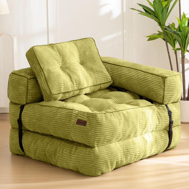 MAXYOYO Dark Grey L‑Shaped Folding Sofa Bed