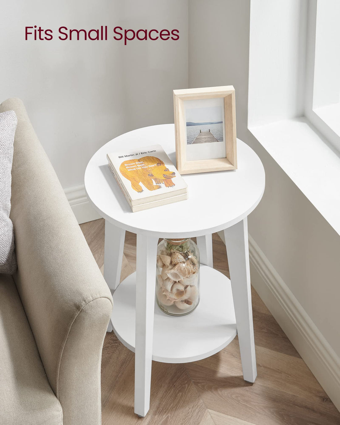 VASAGLE Round Side Table with Shelf