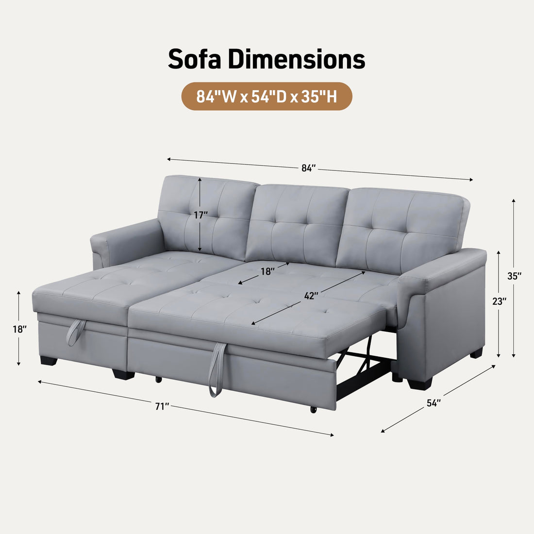 Lucca Sleeper Sofa with Storage