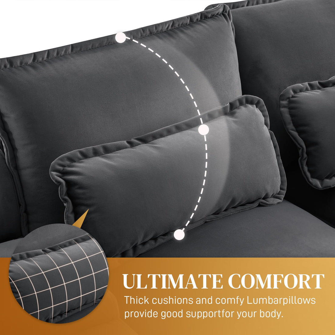 124" U-Shaped Cloud Sofa with USB