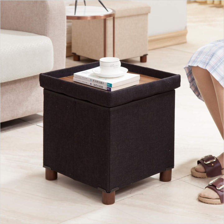 30" Orange Storage Ottoman Bench