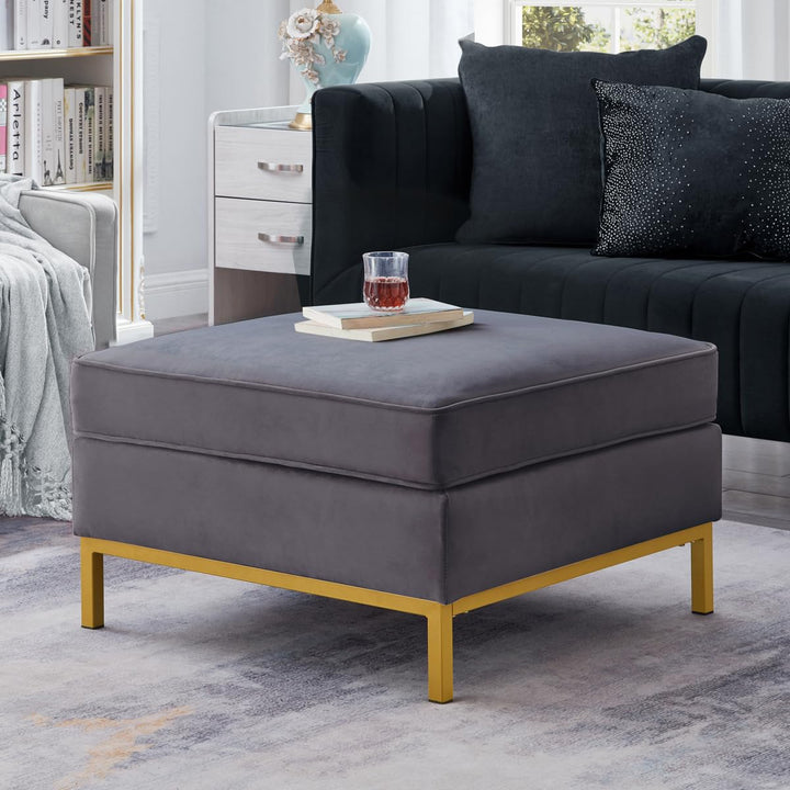 24KF Teddy Fabric Ottoman – Black