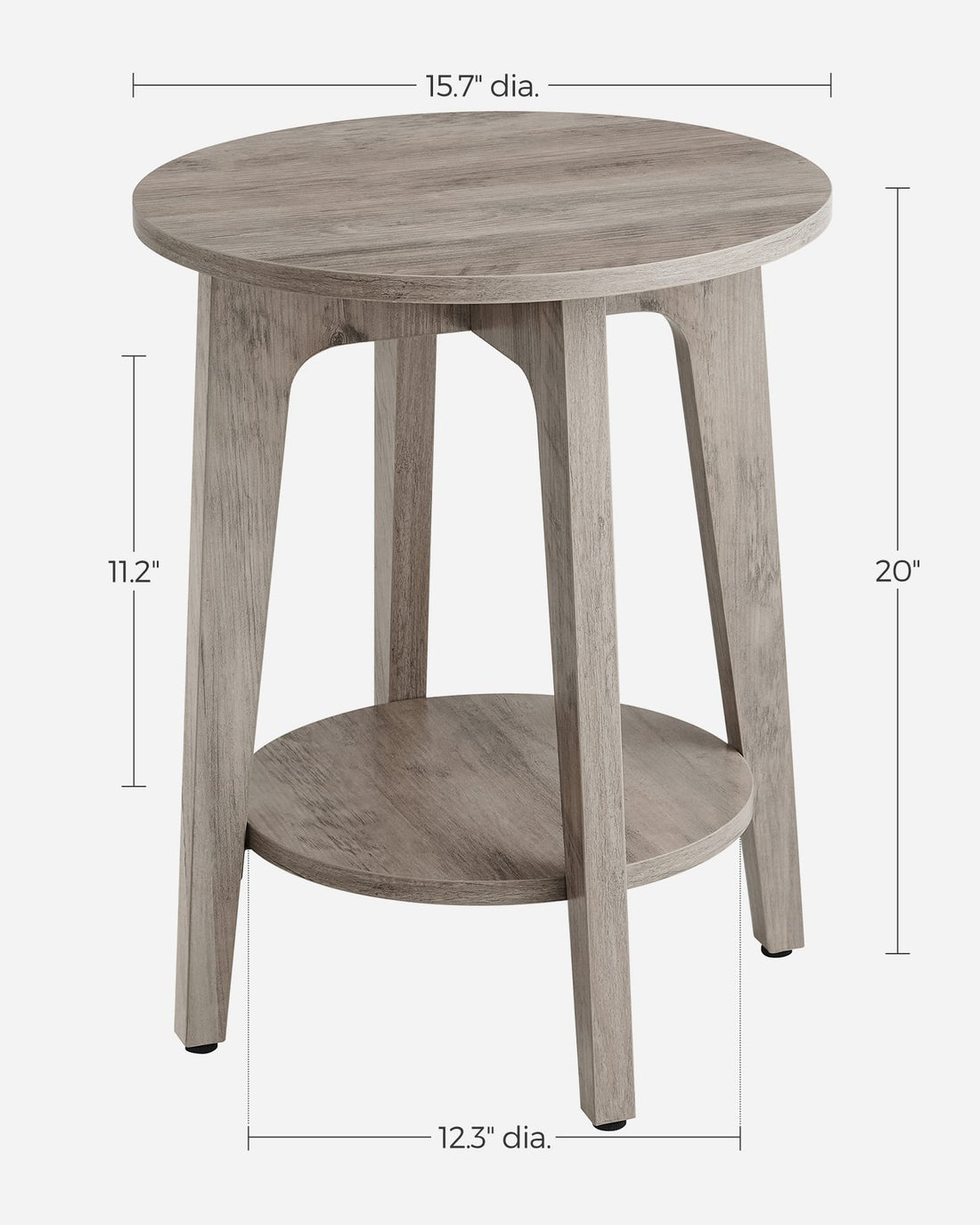 VASAGLE Round Side Table with Shelf