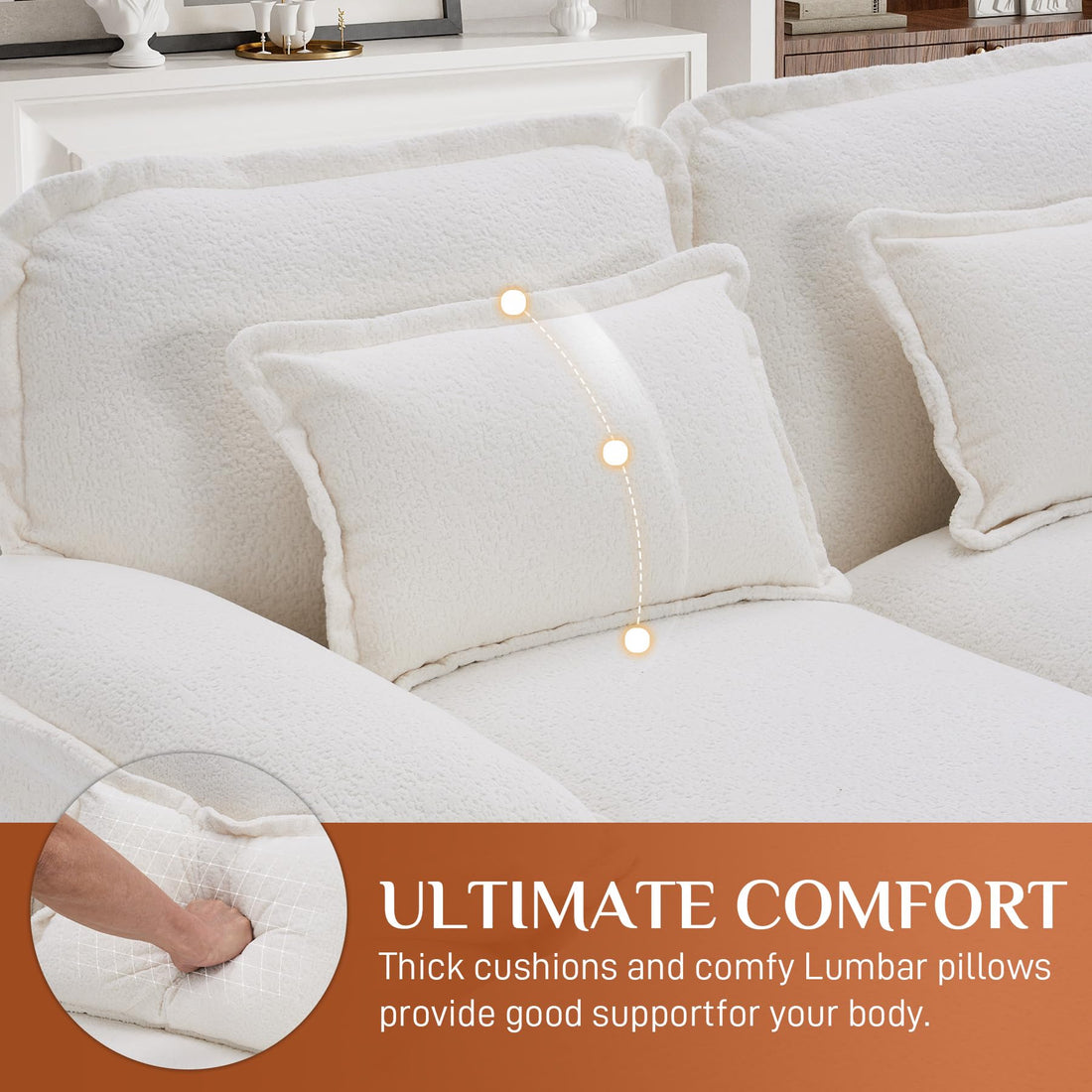 124" U-Shaped Cloud Sofa with USB