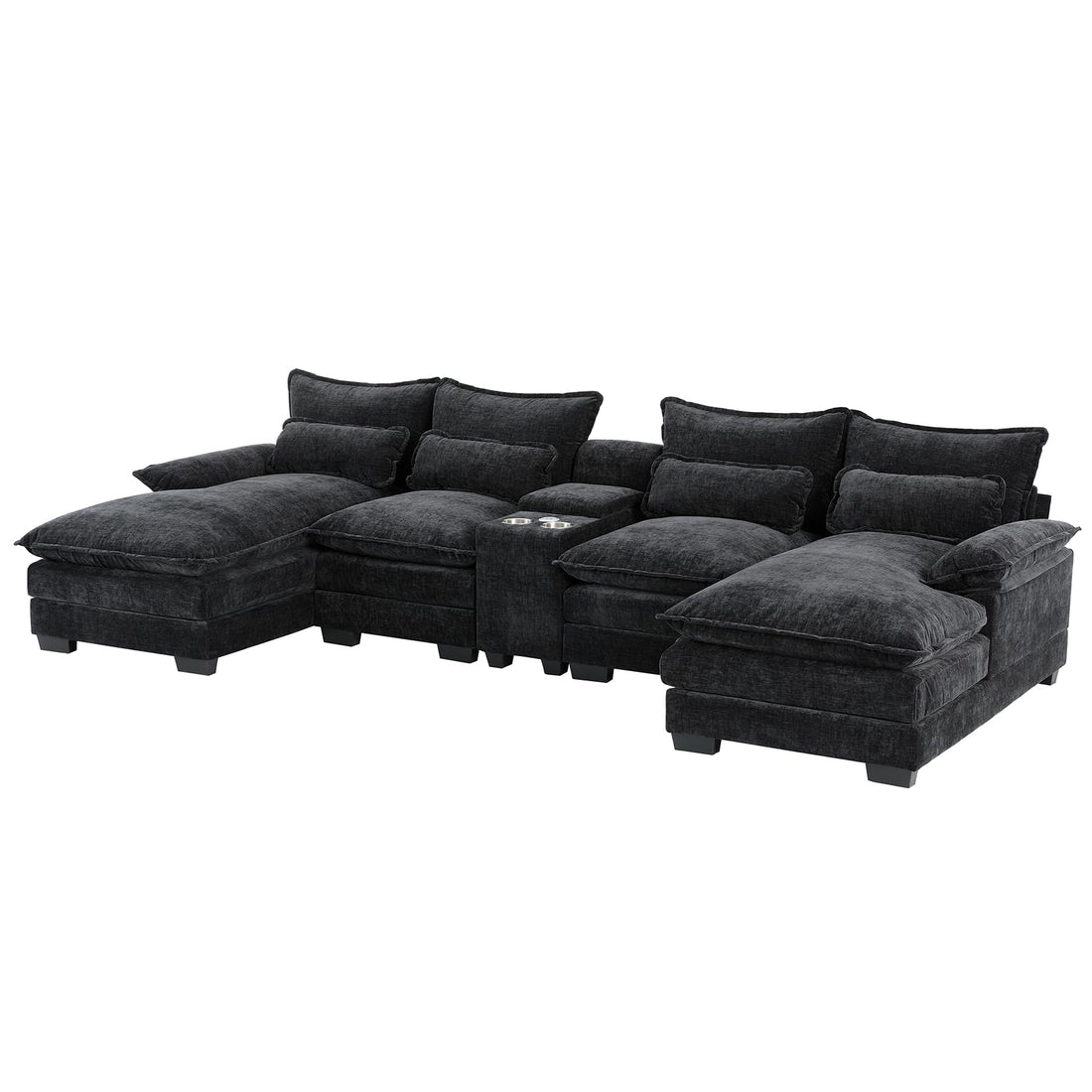 124" U-Shaped Cloud Sofa with USB